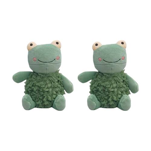 2x Urban Products Frog Rattle Green Textured Cuddly Plush Soft Toy 17cm