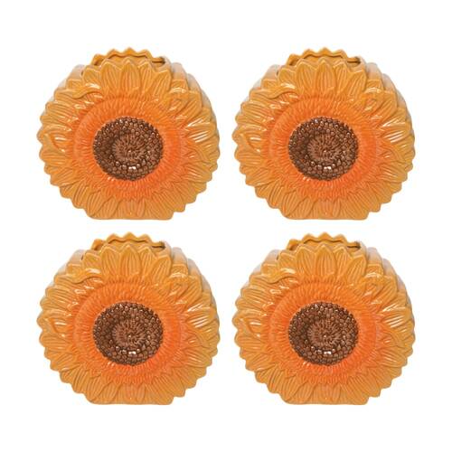 4x Urban Products Sunflower Yellow Ceramic Decorative Vase 17cm