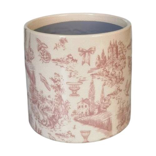 Urban Products Romantique Toile Planter Pink Ceramic Decorative Pot 14cm