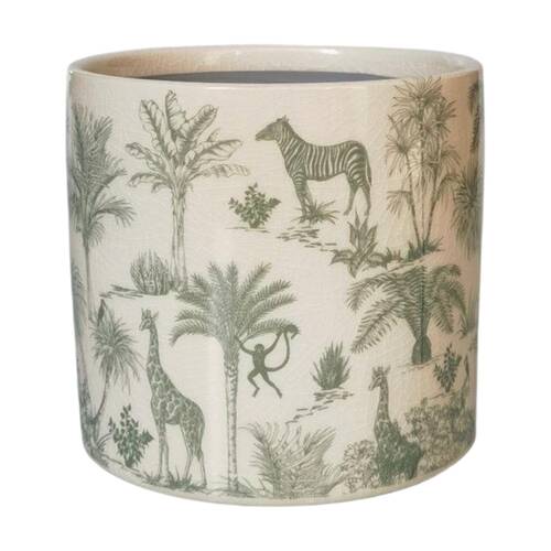 Urban Products Jungle Toile Planter Green Ceramic Decorative Pot 17cm