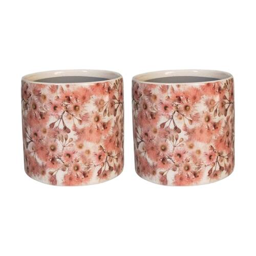 2x Urban Products Flowering Gum Planter Pink Ceramic Decorative Pot 14cm