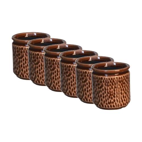 6x Urban Products Waffle Planter Brown Ceramic Pot Textured Honeycomb 8cm