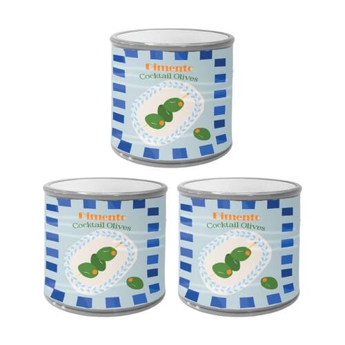 3x Urban Products Cocktail Olives Can Planter Blue Decorative Indoor Pot 10cm