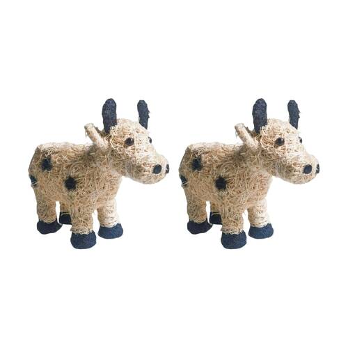 2x Urban Products Jersey Cow Husk Planter Black Decorative Pot 33cm