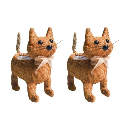 2x Urban Products Ginger Cat Husk Planter Orange Decorative Indoor 24cm