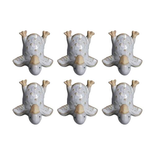 6x Urban Products Duck Handstand White Decorative Indoor Pot Hanger 7cm