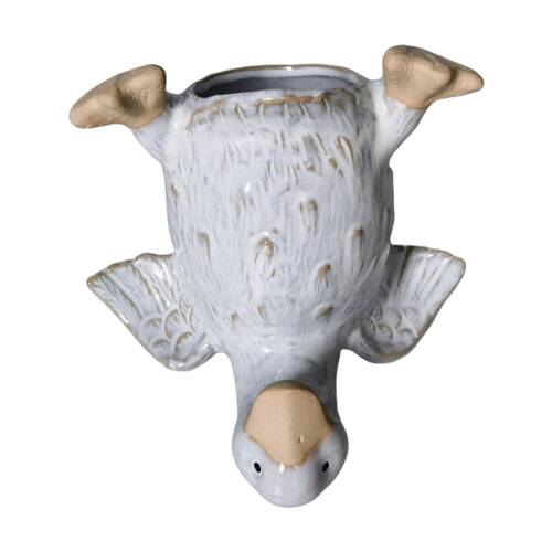 Urban Products Duck Handstand White Ceramic Decorative Planter 17cm
