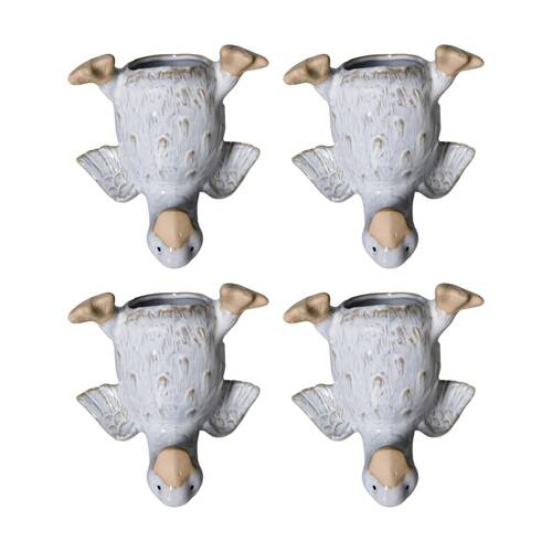 4x Urban Products Duck Handstand White Ceramic Decorative Planter 17cm