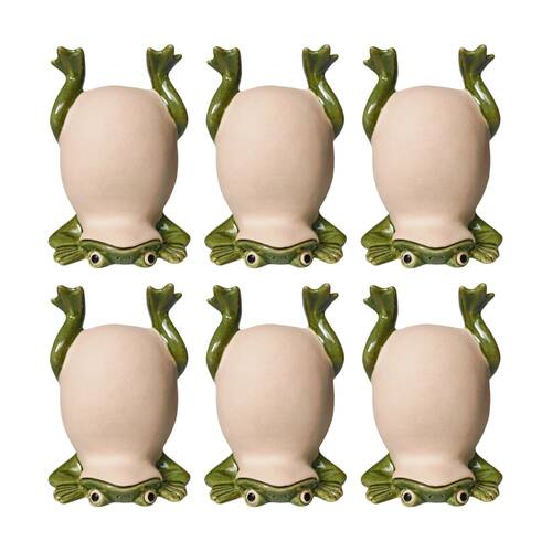 6x Urban Products Frog Handstand Ornament Green Ceramic Decorative Figurine 11cm