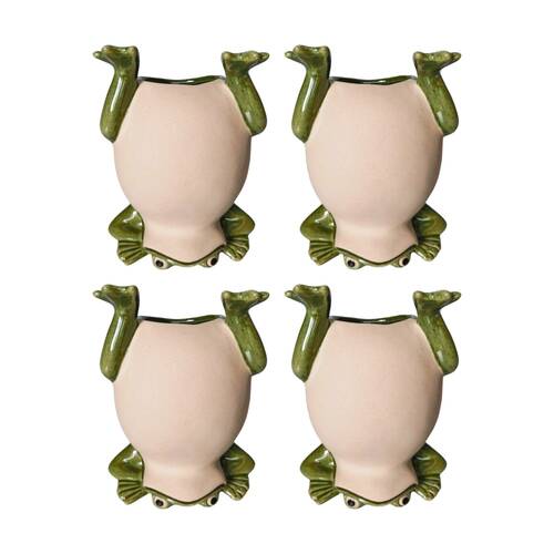 4x Urban Products Frog Handstand Green Decorative Indoor Planter 17cm