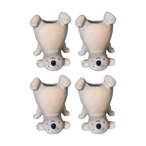 4x Urban Products Koala Handstand Grey Decorative Indoor Planter 15cm