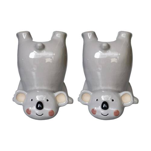 2x Urban Products Koala Handstand Grey Decorative Indoor Vase 20cm