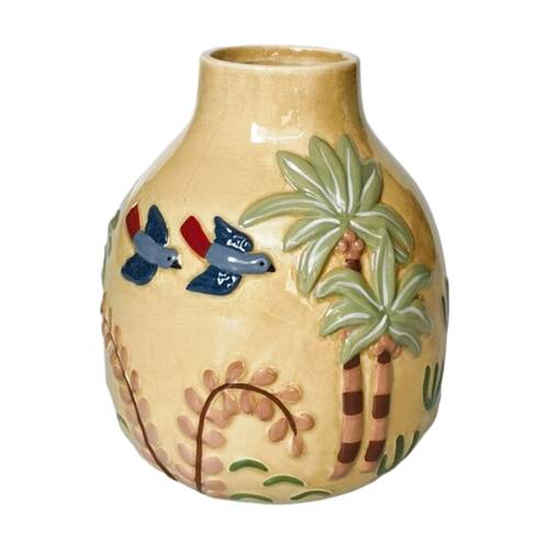 Urban Products Madagascar Yellow Ceramic Tropical Decorative Vase 17cm