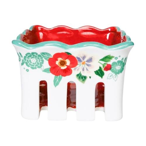 Urban Products Posie Fruit Basket White Ceramic Floral Decorative Bowl 6cm