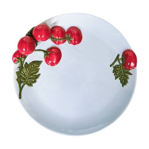 Urban Products Tomato Ceramic Plate Blue Decorative Serveware 26cm