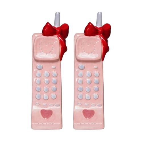 2x Urban Products Girly Pop Phone Ceramic Decorative Vase Pink 23cm