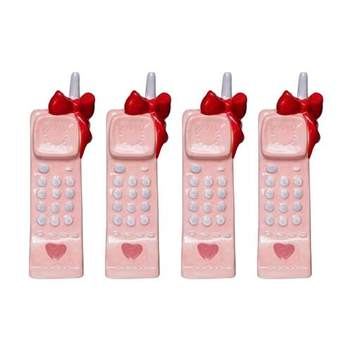 4x Urban Products Girly Pop Phone Ceramic Decorative Vase Pink 23cm