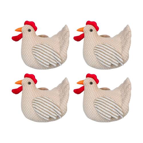 4x Urban Products Chicken Beige Plush Doorstopper Decorative Decor 24cm