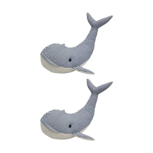 2x Urban Products Whale Blue Plush Doorstopper Decorative Decor 22cm