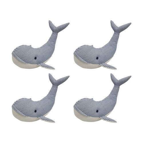 4x Urban Products Whale Blue Plush Doorstopper Decorative Decor 22cm