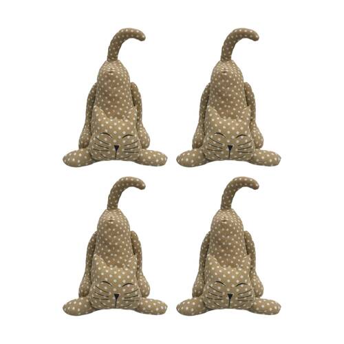 4x Urban Products Spotty Cat Beige Plush Doorstopper Decorative Decor 30cm