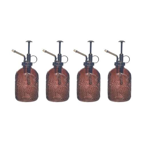 4x Urban Products Tropical Glass Water Mister Dusty Rose Decorative Bottle 20cm