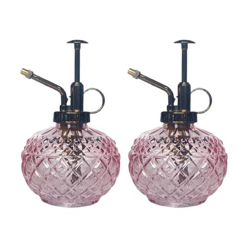 2x Urban Products Antique Water Mister Pink Glass Decorative Spray Bottle 16cm