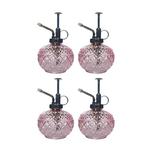 4x Urban Products Antique Water Mister Pink Glass Decorative Spray Bottle 16cm