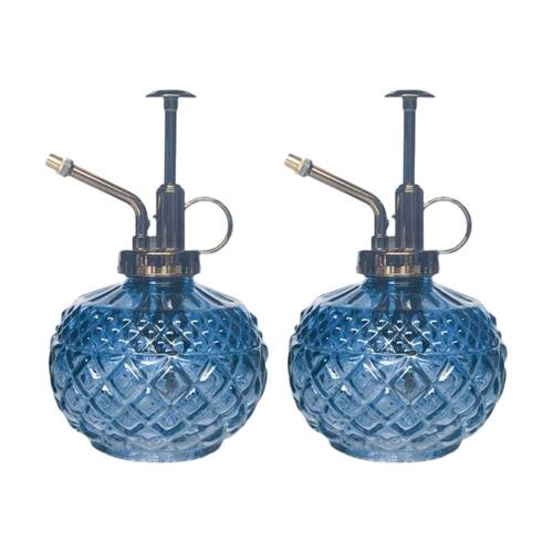 2x Urban Products Antique Water Mister Blue Glass Decorative Spray Bottle 16cm