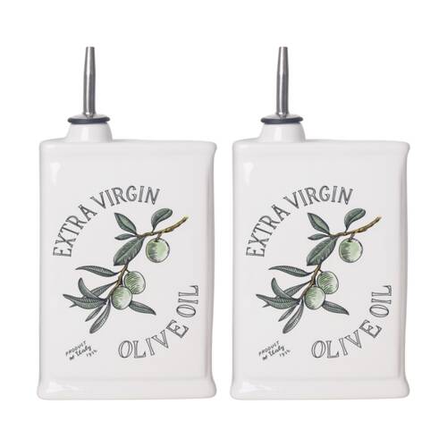 2x Urban Products Olive Oil Classic Decanter White Ceramic 17cm