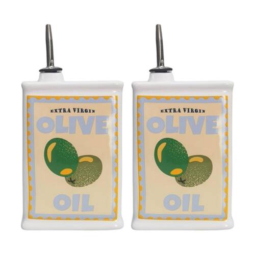 2x Urban Products Olive Oil Cucina Decanter White Ceramic 17cm