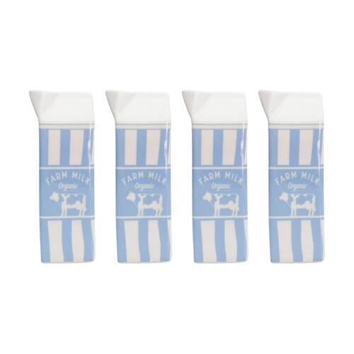 4x Urban Products Milk Carton Blue Ceramic Vase Home Decor 21cm