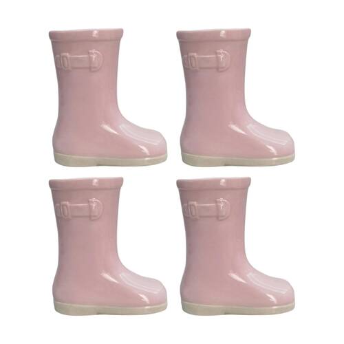 4x Urban Products Gumboot Vase Pink Glossy Finish Ceramic Home Decor 18cm