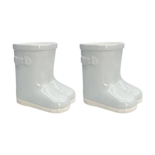 2x Urban Products Gumboot Planter Sage Glossy Finish Ceramic Home Decor 15cm
