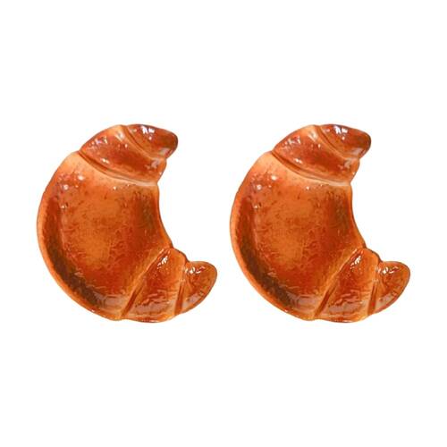 2x Urban Products Croissant Trinket Brown Ceramic Decorative Dish 11cm