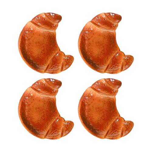 4x Urban Products Croissant Trinket Brown Ceramic Decorative Dish 11cm