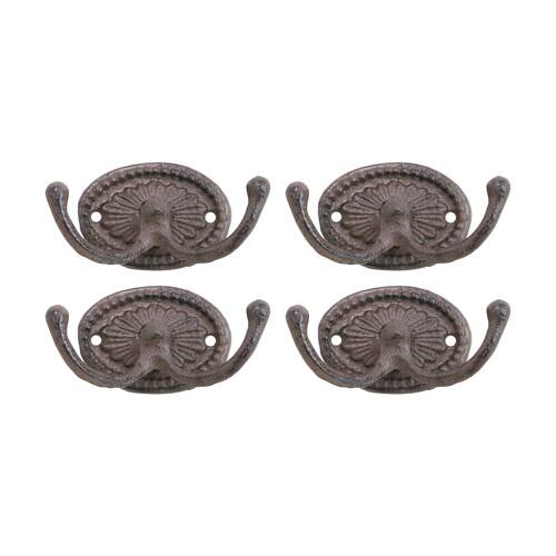 4PK LVD Double Classic Hook Cast Iron Home Wall Decoration 10x5x5.5cm