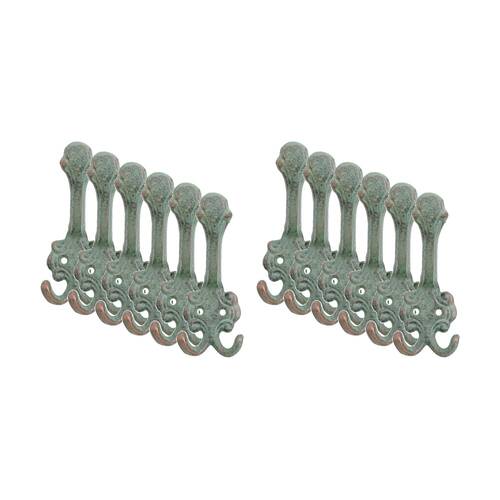 12PK LVD Vintage Cast Iron Green Hook Rustic Home Decoration 5.5x7x14cm