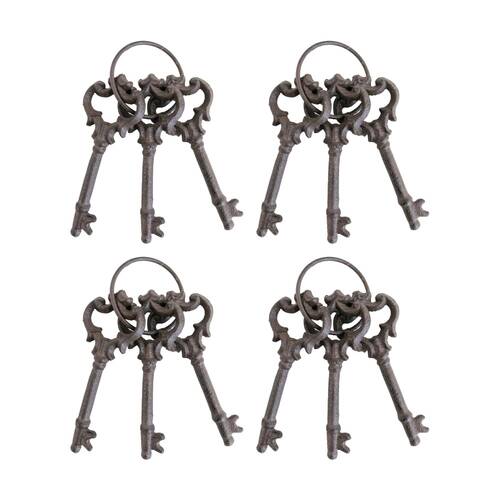 4PK LVD Classic Rustic Cast Iron Keys Indoor Home & Living Decor 17x6cm