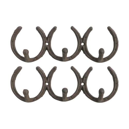 2PK LVD Triple Horseshoe Hook Wall Decoration Rustic Decor 23x4x7.5cm