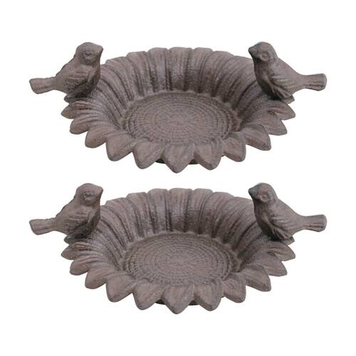 2PK LVD Sunflower Decorative Bird Feeder Home/Garden Ornament 18x13cm Cast Iron
