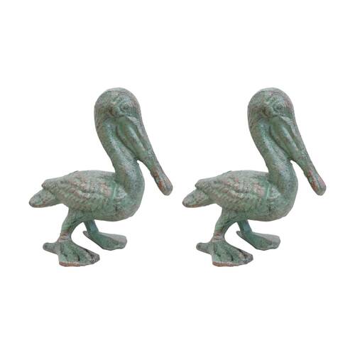 2PK LVD Percival Pelican Cast Iron Ornament Indoor/Outdoor Decor 16x13.5x8cm