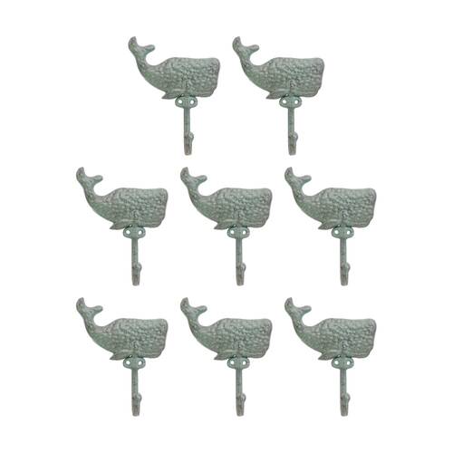 8PK LVD Green Whale Single Wall Decoration Hook Coastal Home Decor 13x4.5x15cm