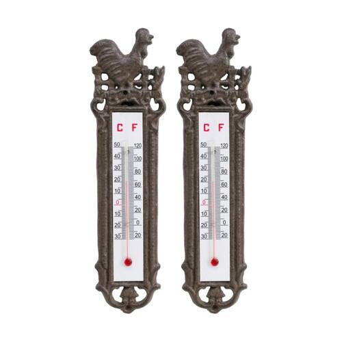 2PK LVD Decorative Bird Cast Iron Thermometer Home Decor 24x6x2cm