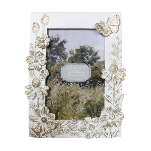 Urban Products Garden Floral White Decorative Photo Frame 4x6inch