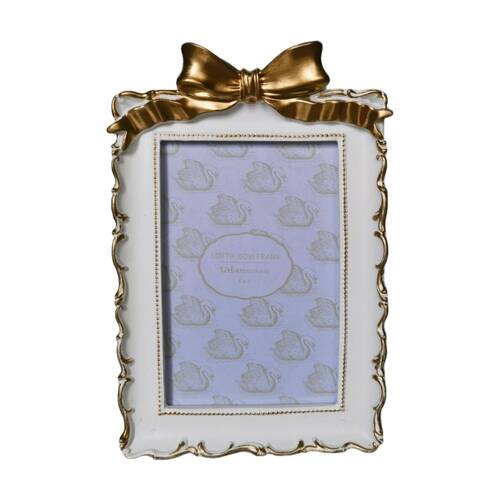 Urban Products Lotti Bow White Gold Decorative Photo Frame 4x6inch
