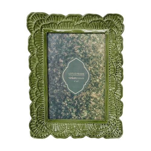 Urban Products Lotus Green Decorative Scalloped Photo Frame 4x6inch