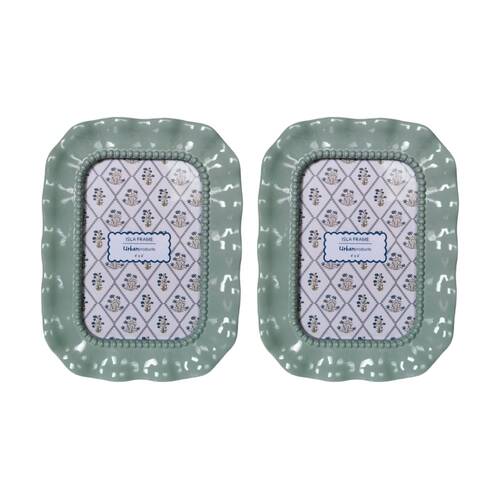 2x Urban Products Isla Blue Decorative Floral Photo Frame 4x6inch