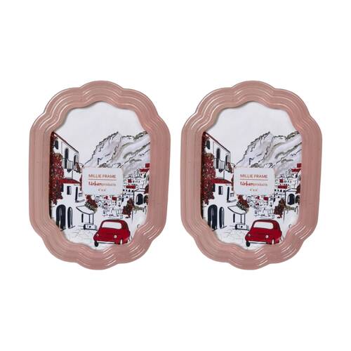 2x Urban Products Millie Pink Decorative Floral Photo Frame 4x6inch