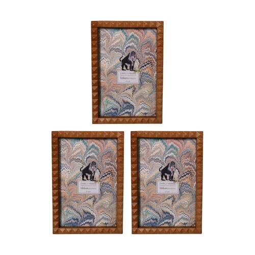 3x Urban Products Darcy Triangle Natural Decorative Photo Frame 4x6inch